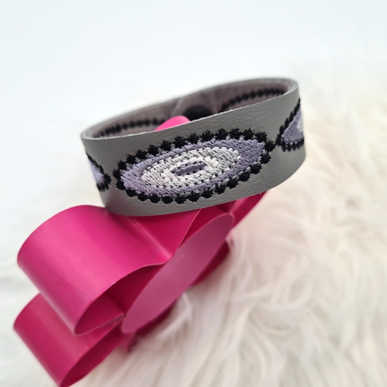 Preview: Armband in grau/schwarz, Echt-Leder, 23cm lang